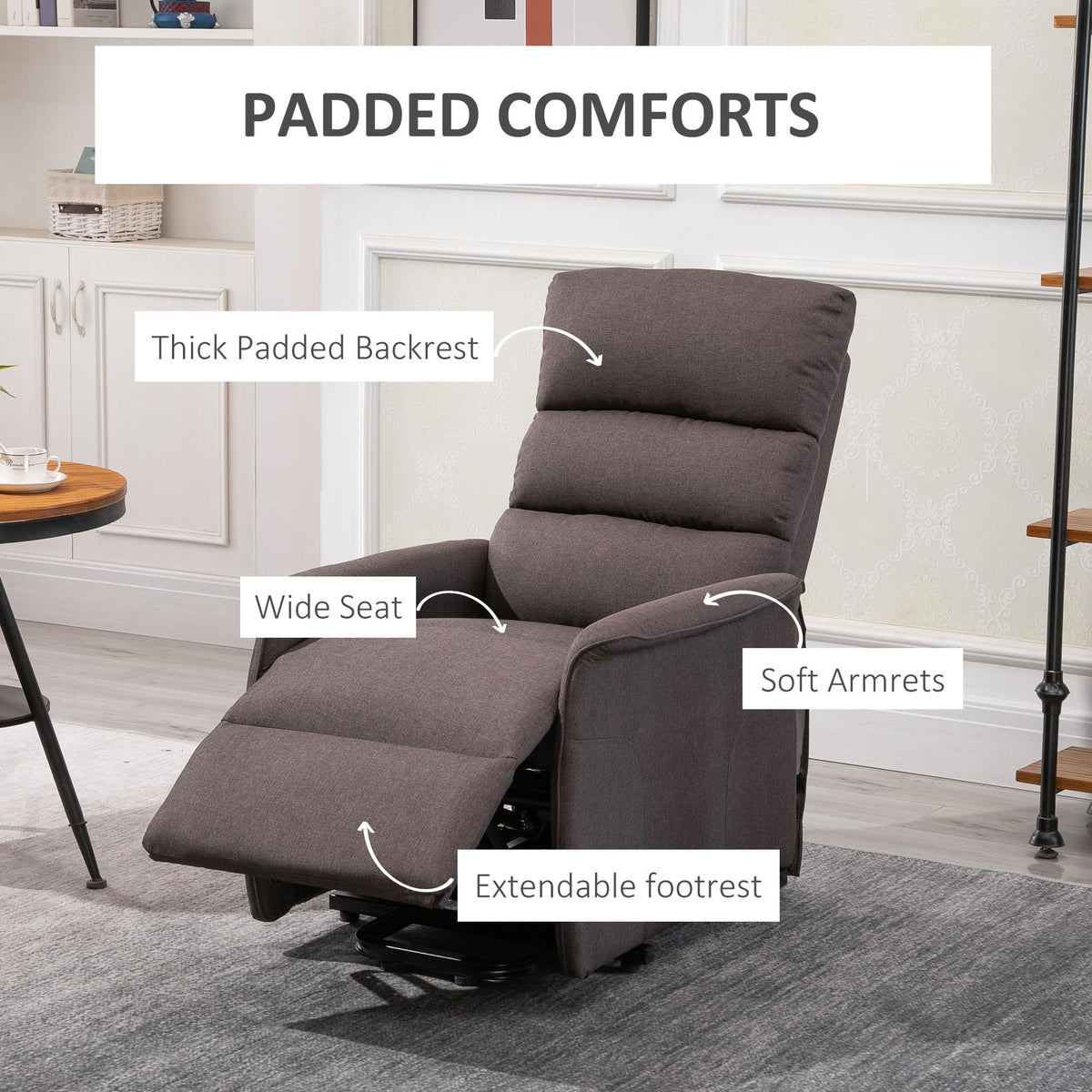 HOMCOM Power Lift Recliner Chair for Elderly, Easy Assembly, Fabric, Brown