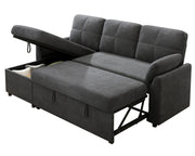 Jocisland L Shaped Sofa Bed, Sleeper Sofa with Storage Chaise, Convertible Couch Bed with Pull Out Couch for Living Room, Linen Gray