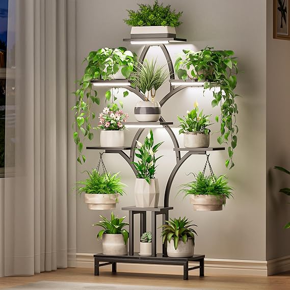 8-Tier Corner Plant Stand with Grow Lights