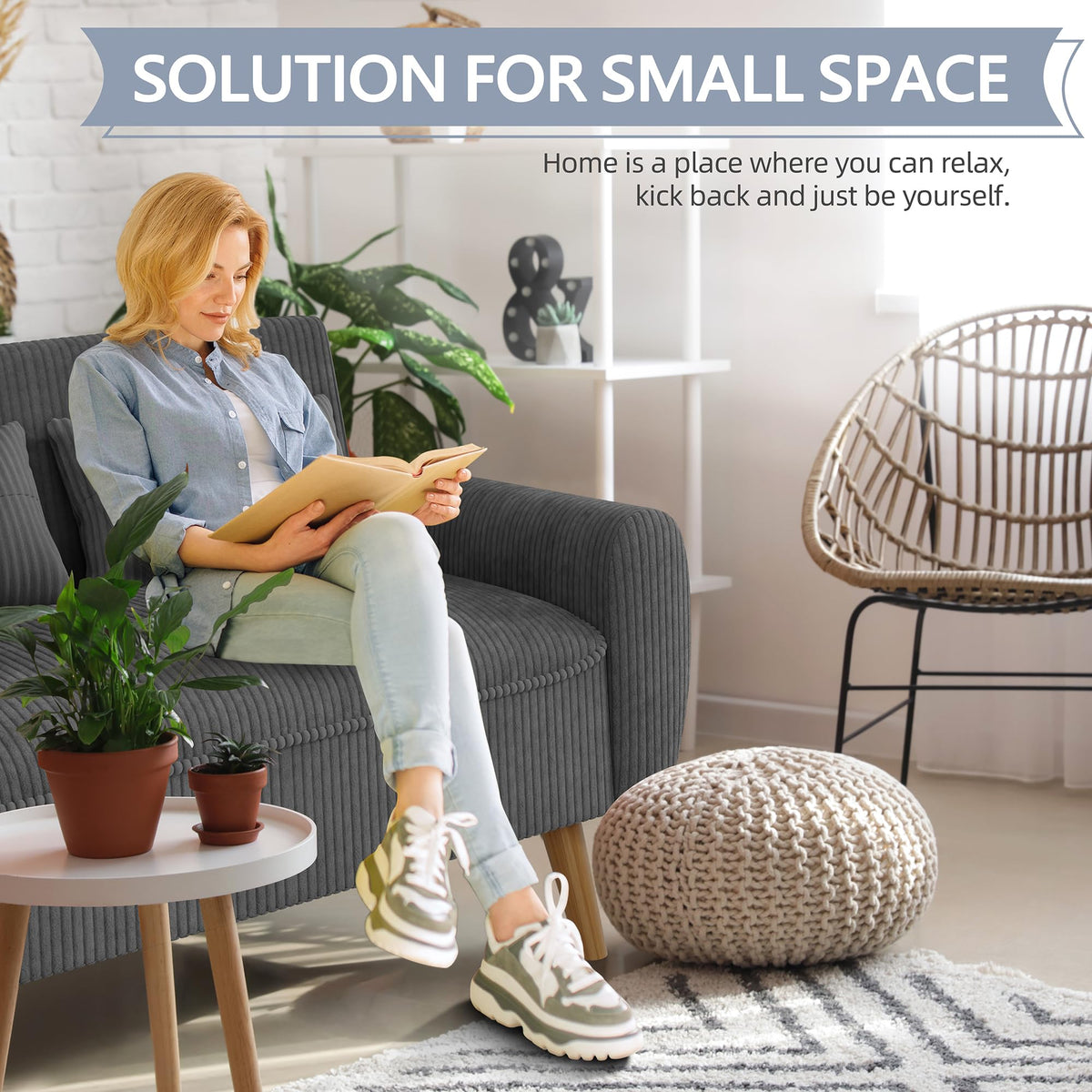 Compact Fabric Loveseat