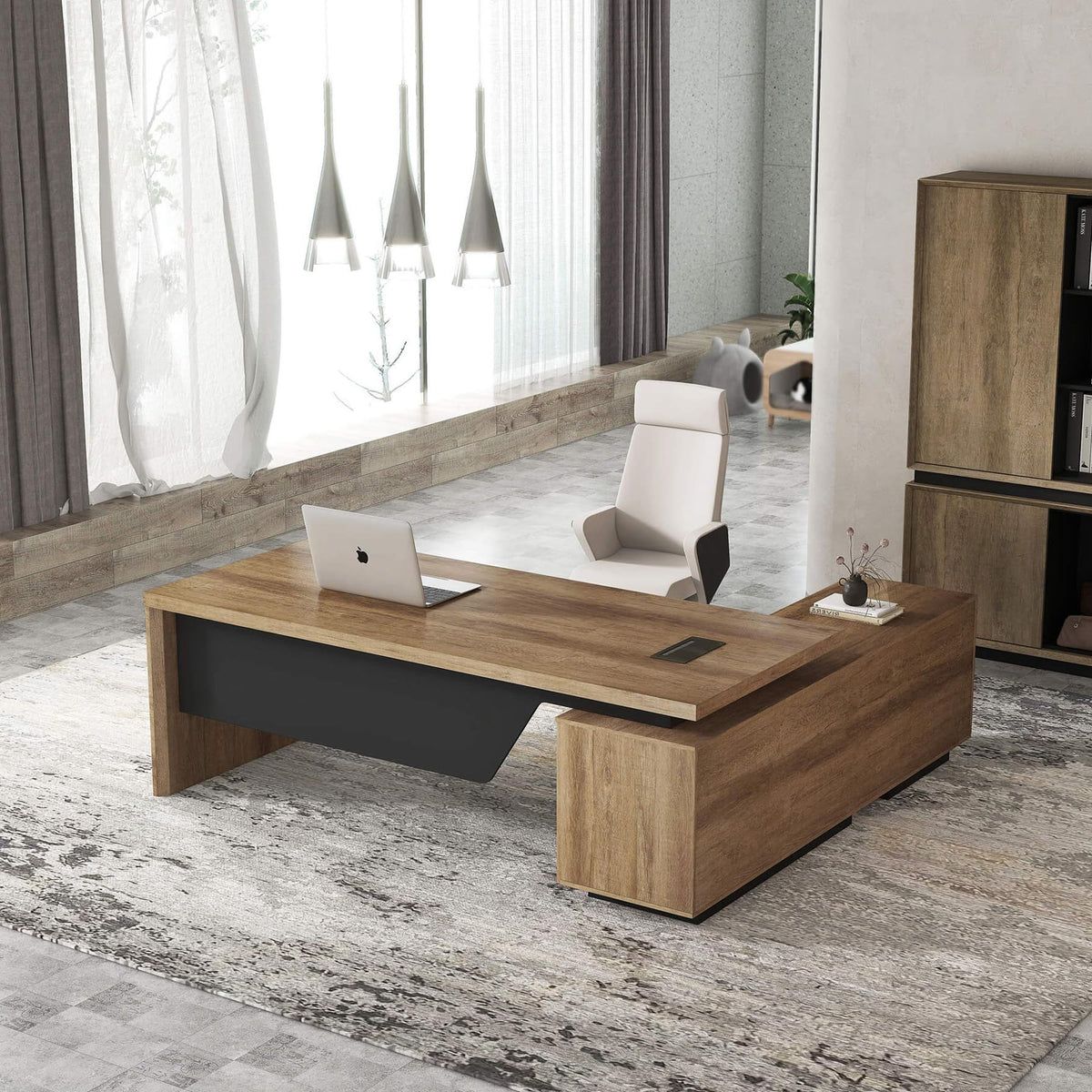 Adjustable L-Shaped Executive Desk