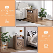 AMERLIFE 3-Piece Farmhouse Table Set Includes Coffee Table& Two End Tables, Side Table with Charging Station and USB Ports, for Living Room, Barnwood
