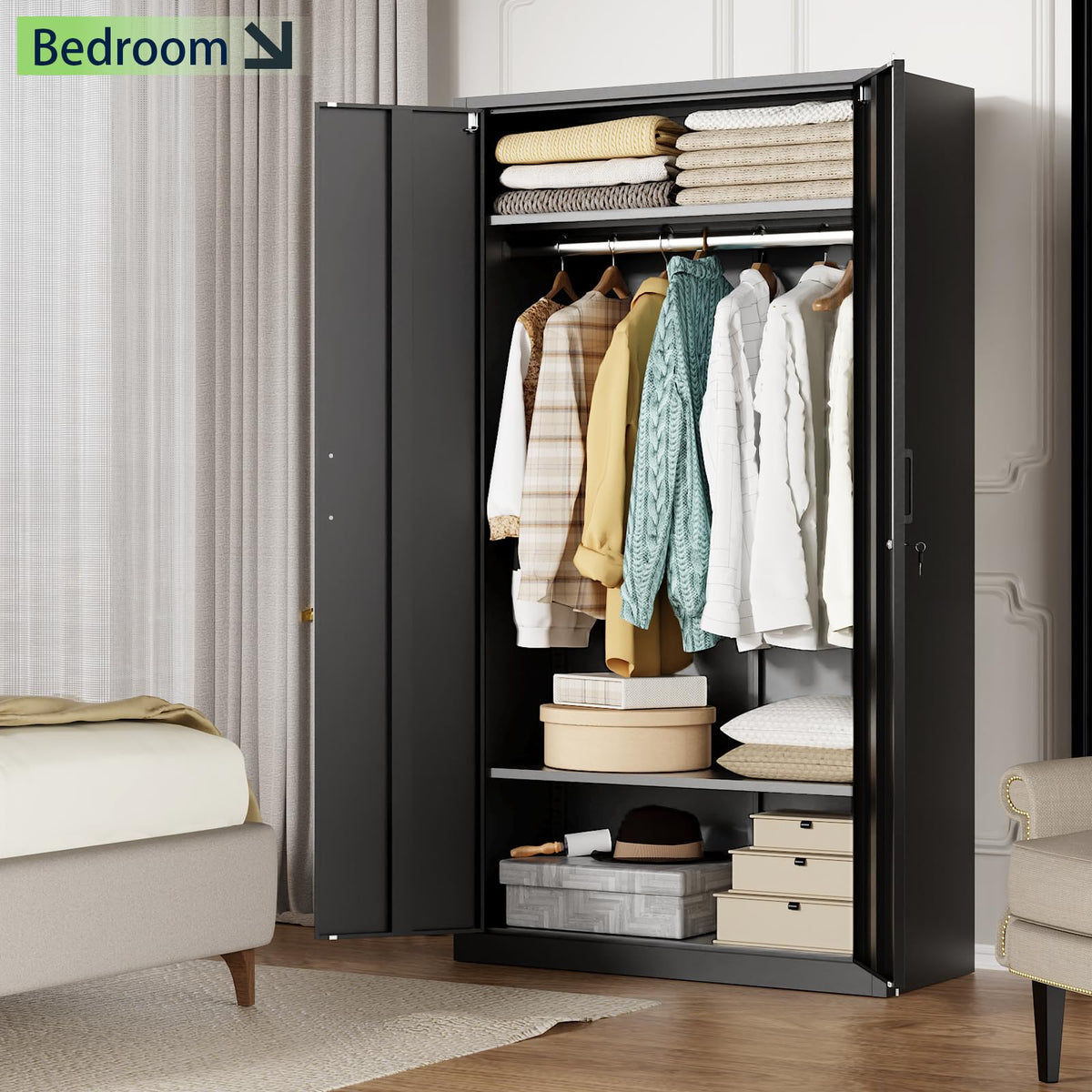 Locking Steel Wardrobe Cabinet