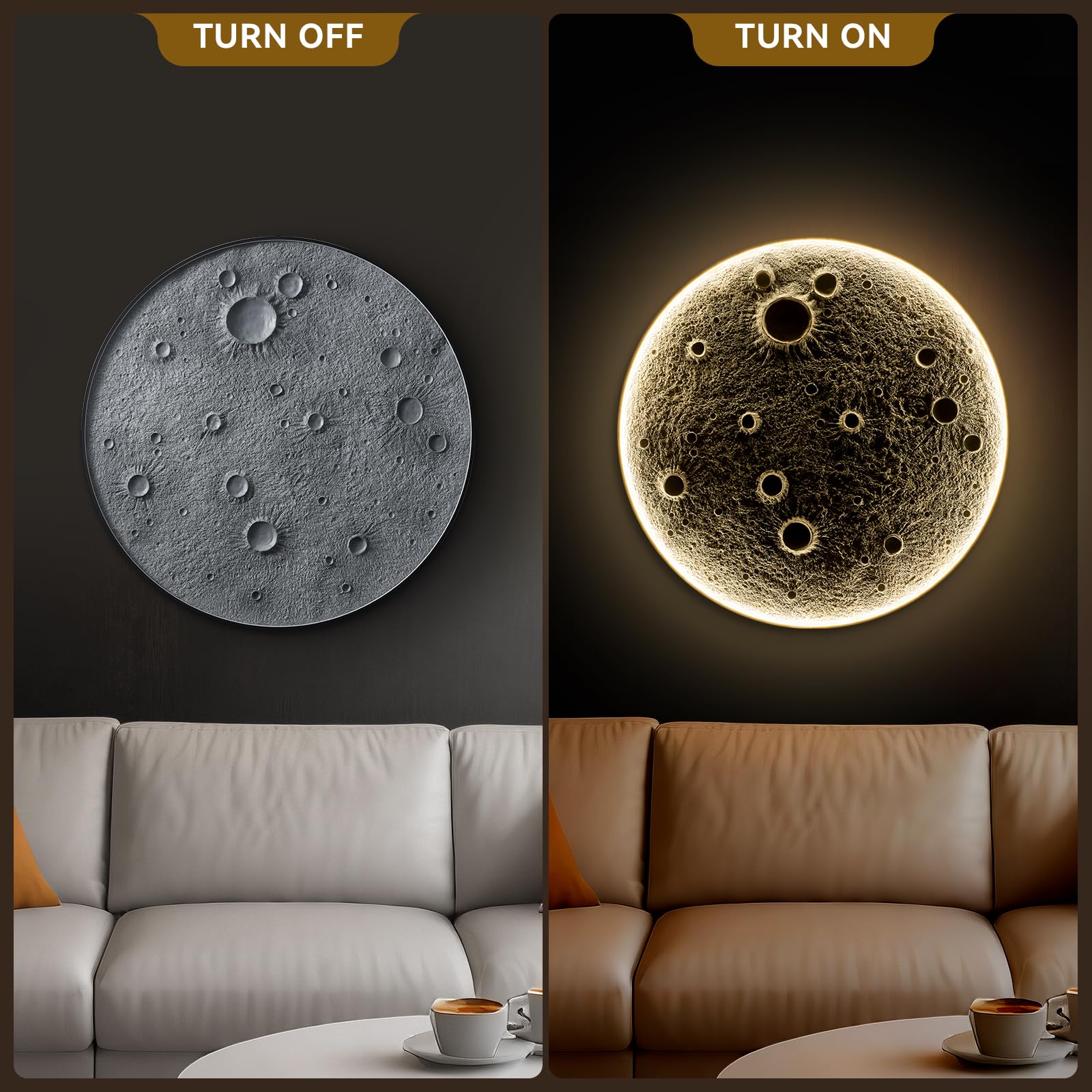 3D Moon Wall Sconce with Remote Control