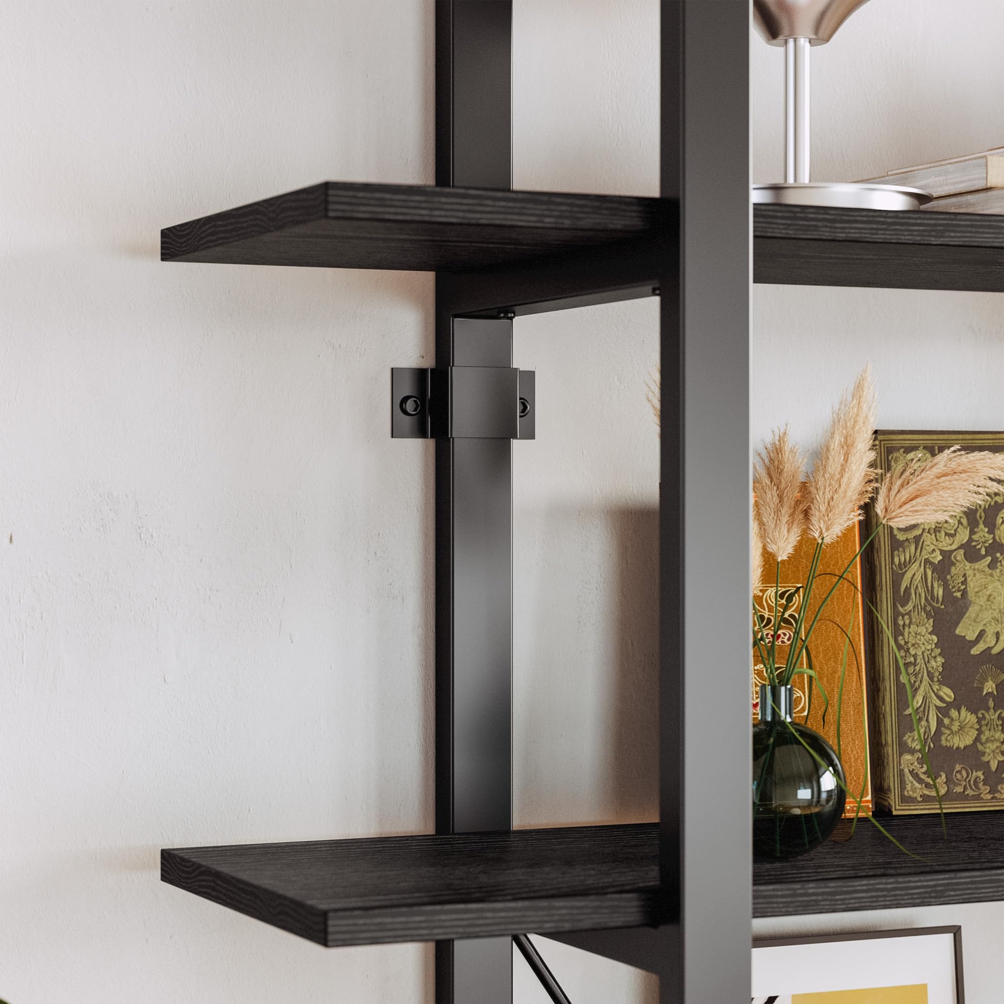 5-Tier Wide Open Bookcase with Metal Frame