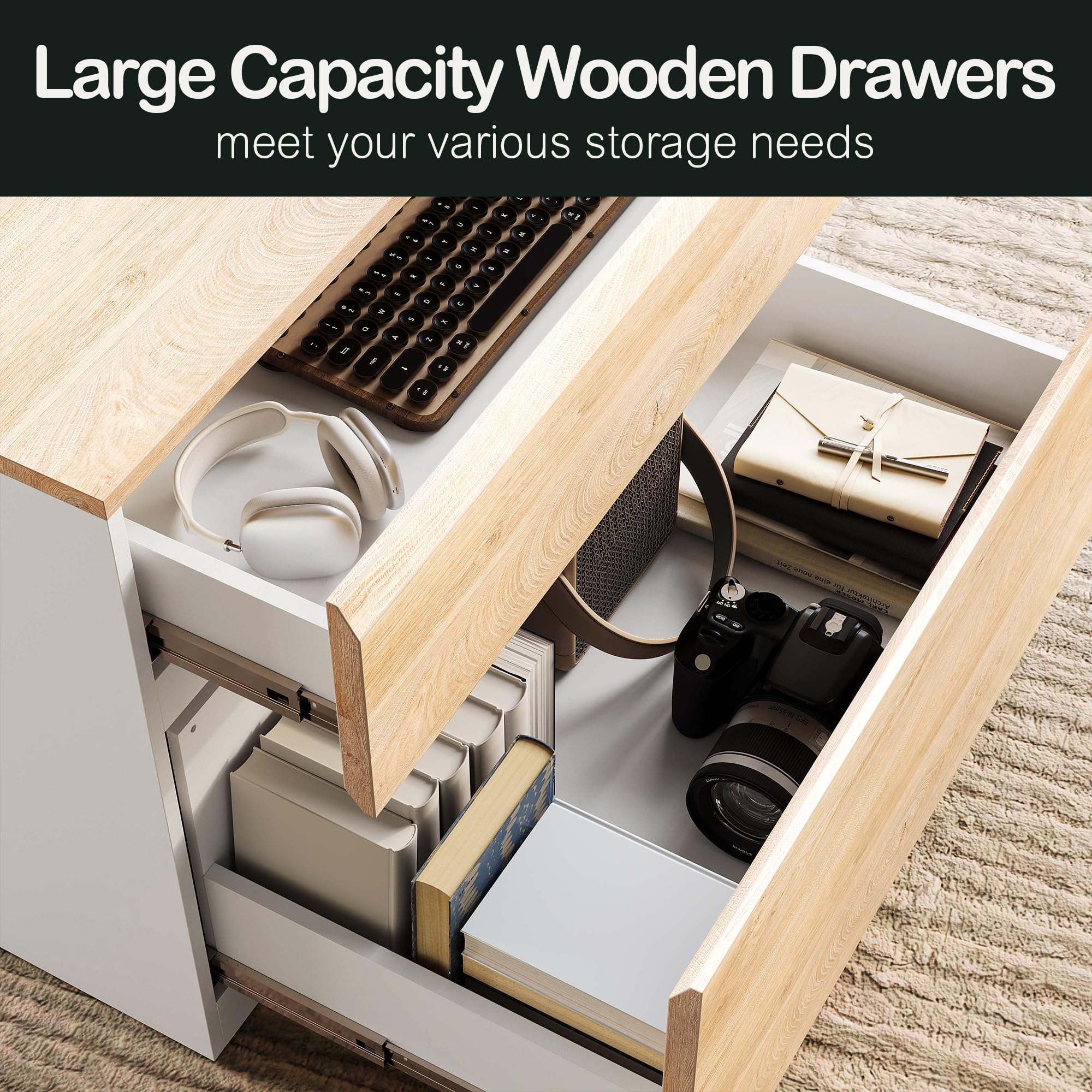 2-Drawer Lateral Wood File Cabinet with Anti-Tilt Mechanism