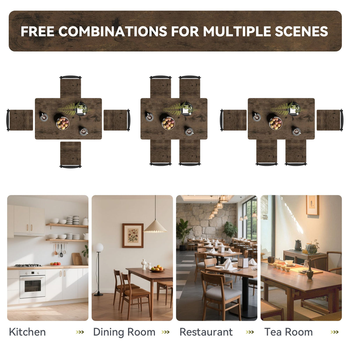 AMICLIBER 5 Piece Dining Table Set, Wood Kitchen Table and Chairs for Small Space,Breakfast Nook,Easy Assembly,Brown