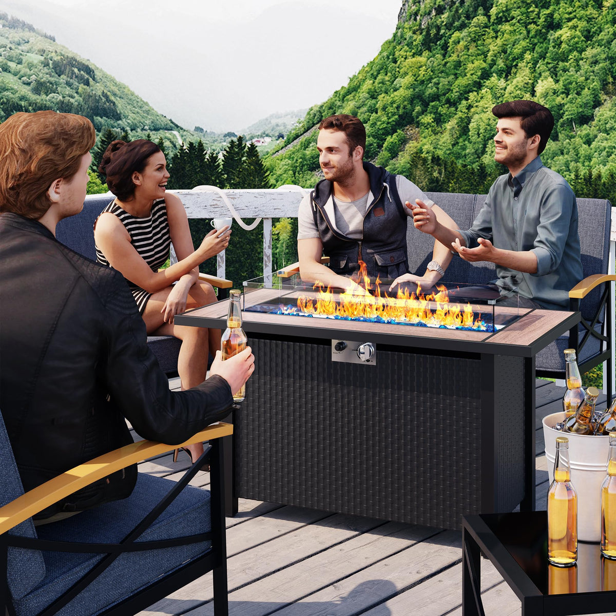 Rectangular Propane Fire Pit Table