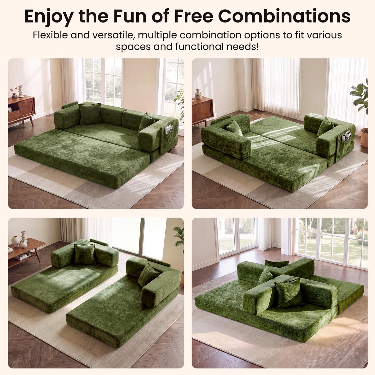 Modular Chenille Sofa Bed