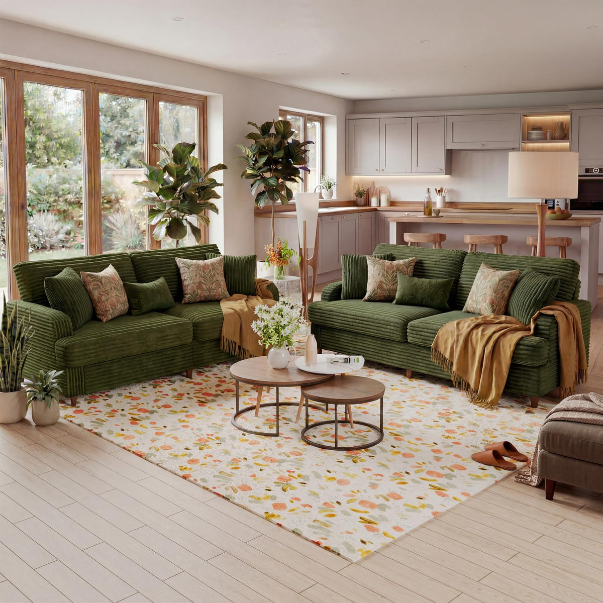 Corduroy Three-Seater Sofa