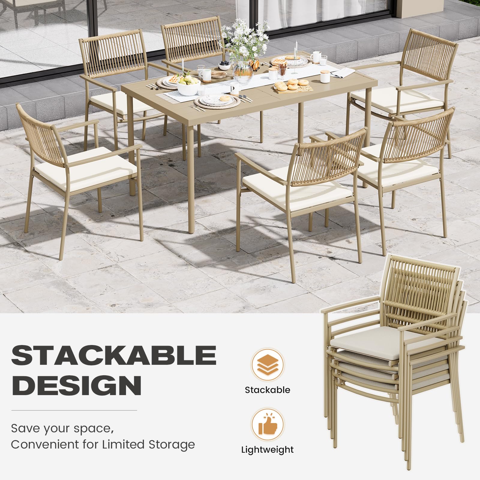 Outdoor Patio Dining Set with Rattan Chairs