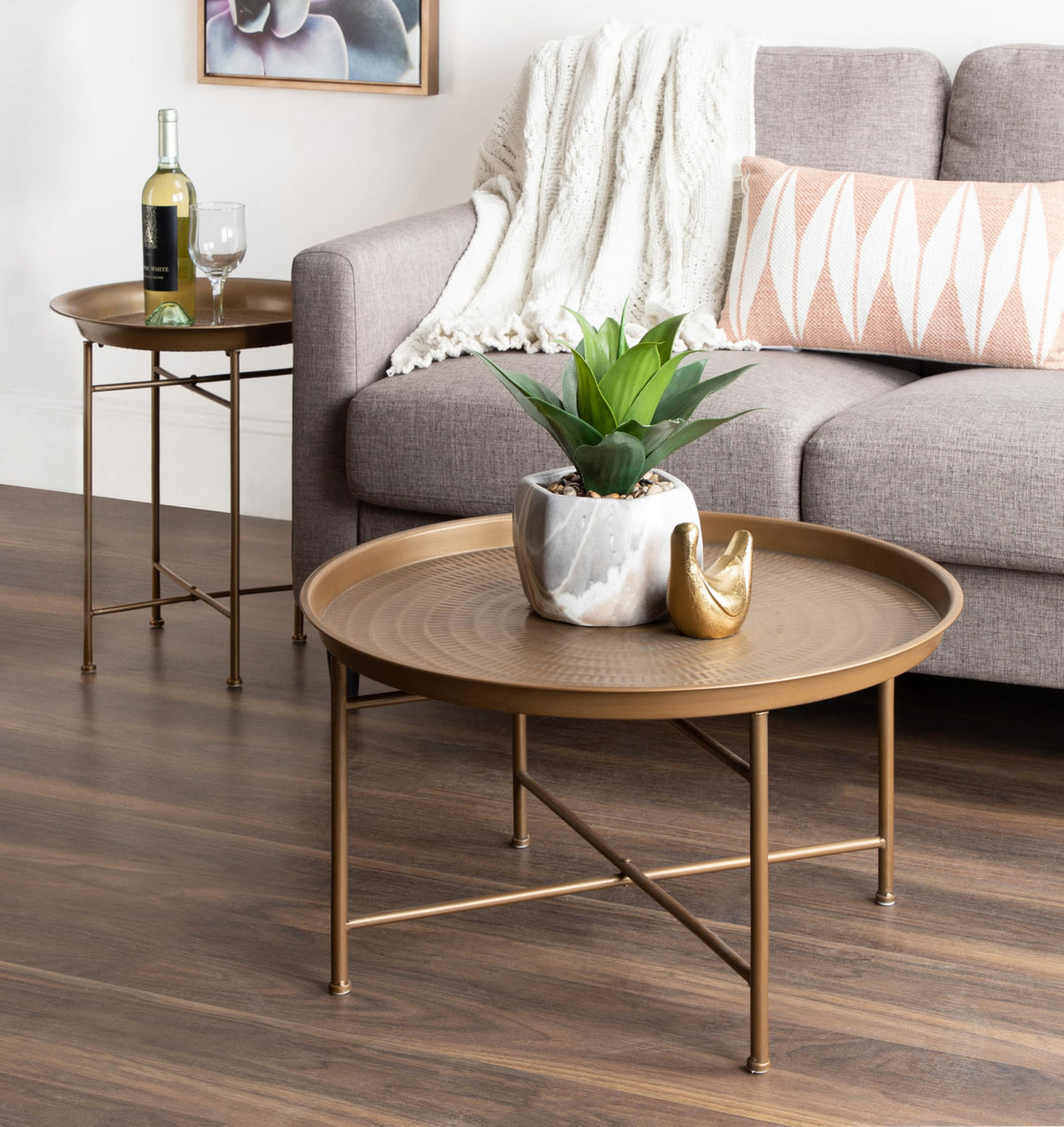 Gold Hammered Metal Coffee Table