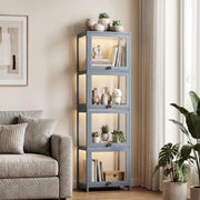 4-Tier Acrylic Display Cabinet with Flip Doors