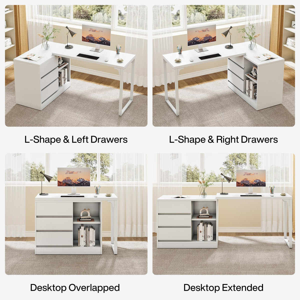 White Reversible L-Shaped Desk