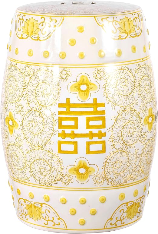 Chinoiserie Ceramic Drum Garden Stool – Double Happiness