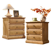 Vintage 3-Drawer Nightstand with Charging Station
