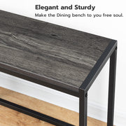 HOOBRO Dining Bench, 47.2 Inch Industrial Style Kitchen Table Bench, Steel Frame, Easy to Assemble, for Kitchen, Dining Room, Charcoal Gray and Black BC12CD01
