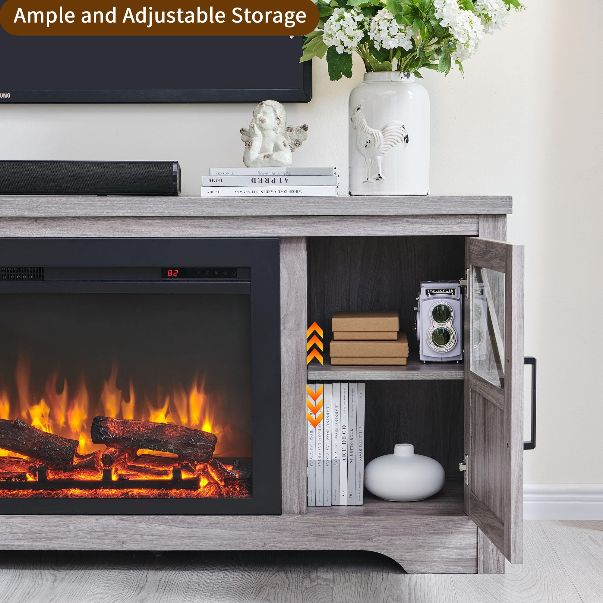 44" Farmhouse Fireplace TV Stand
