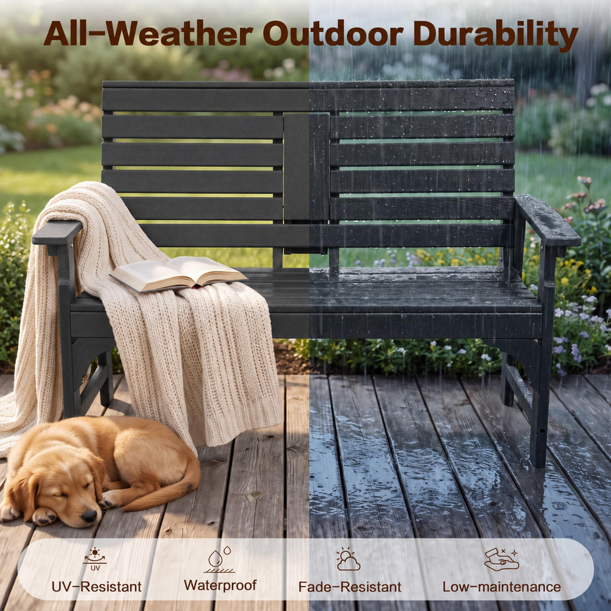 HDPE Outdoor Bench with Cup Holders