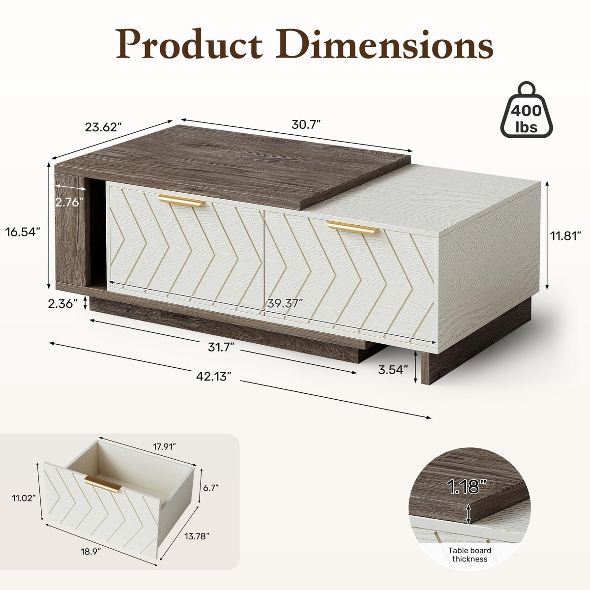 Extendable Coffee Table with Storage