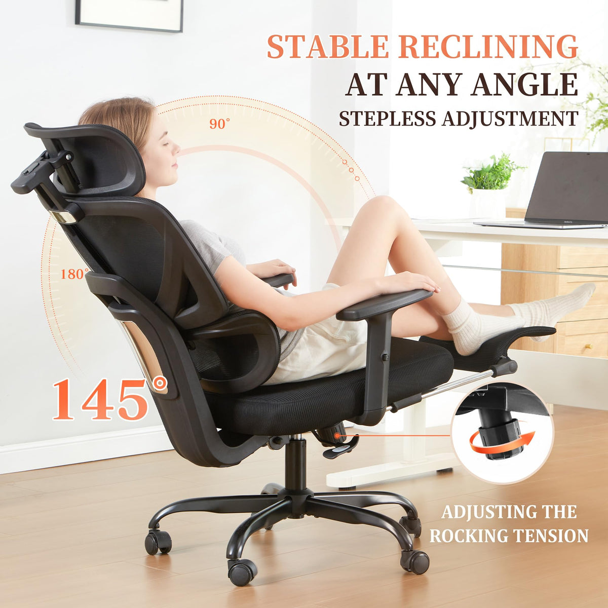 JOMEED Ergonomic Office Chair with Footrest, High Back Reclining Desk Chair