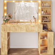 47" Fluted Makeup Vanity with Hollywood Mirror & RGB Lights