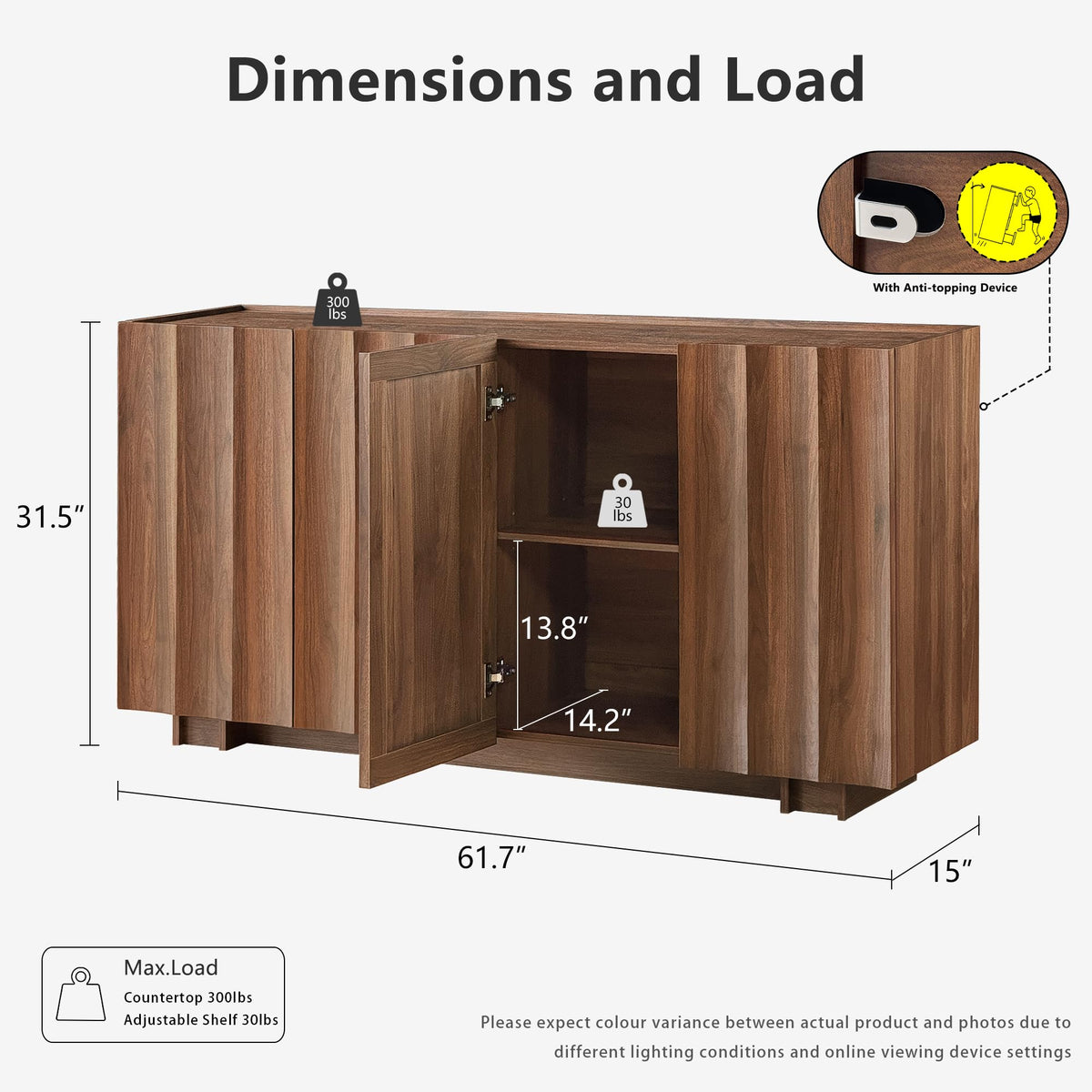 Walnut Wavy Sideboard