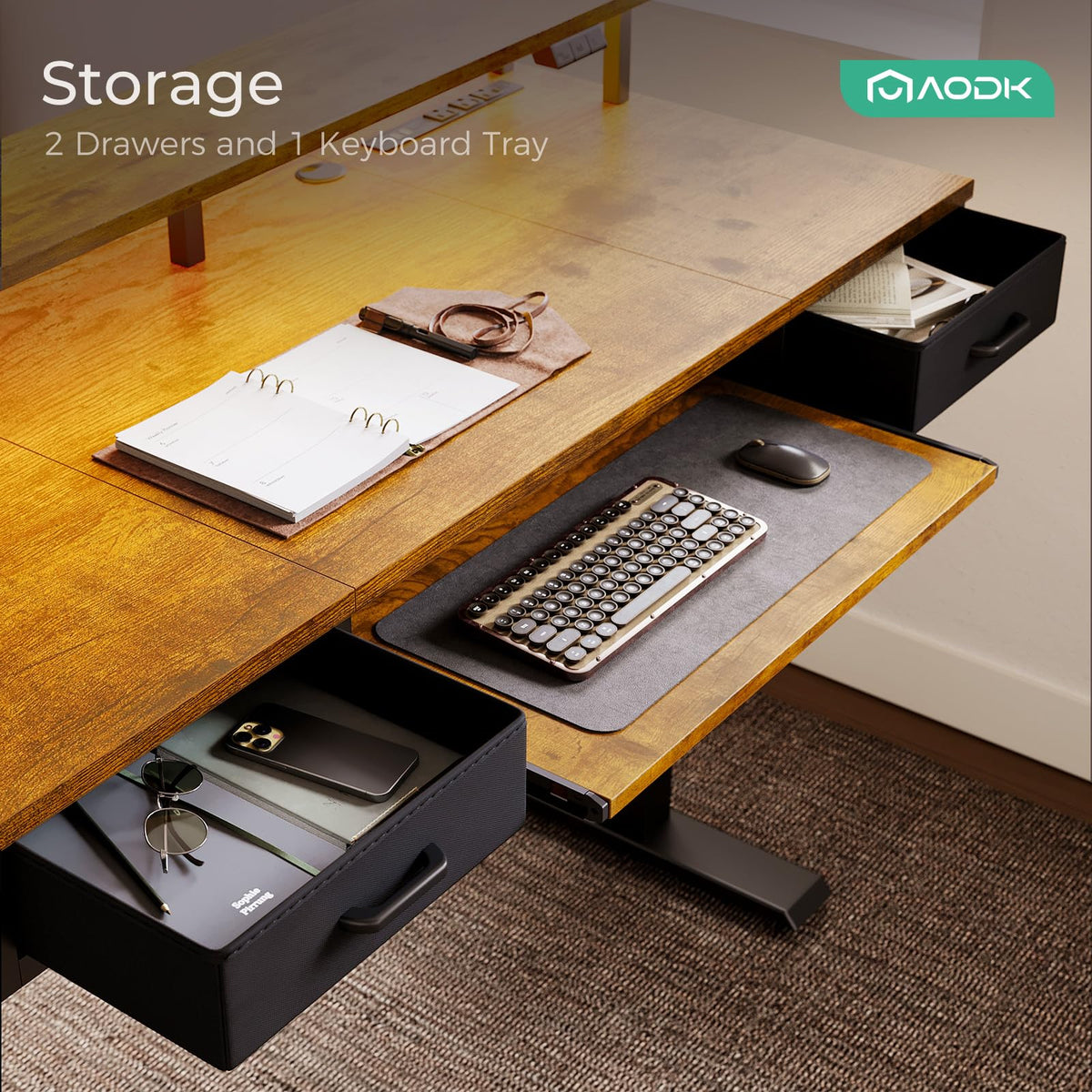 Electric Standing Desk with Drawers