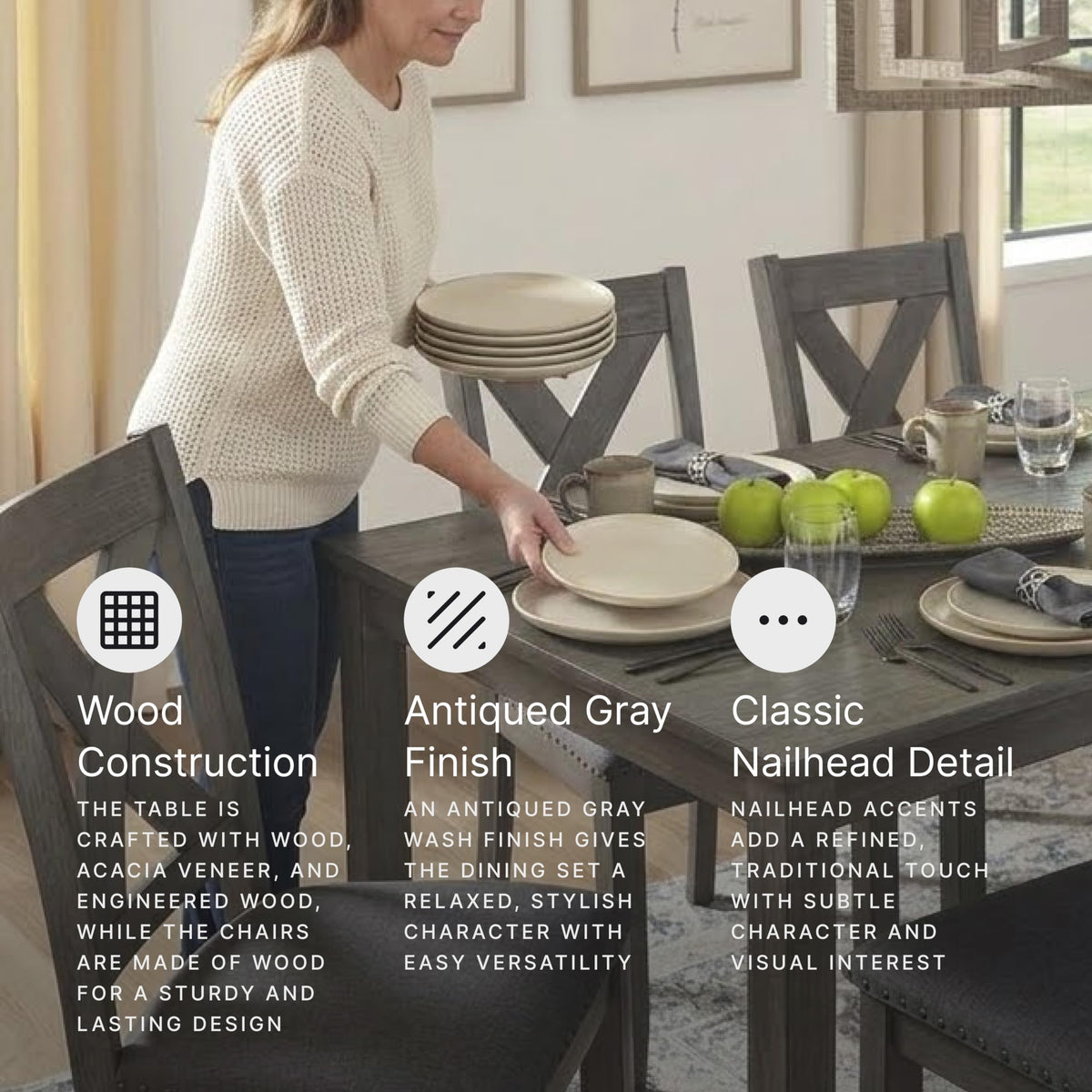 Signature Design by Ashley Caitbrook 7-Piece Dining Set, Gray Wash