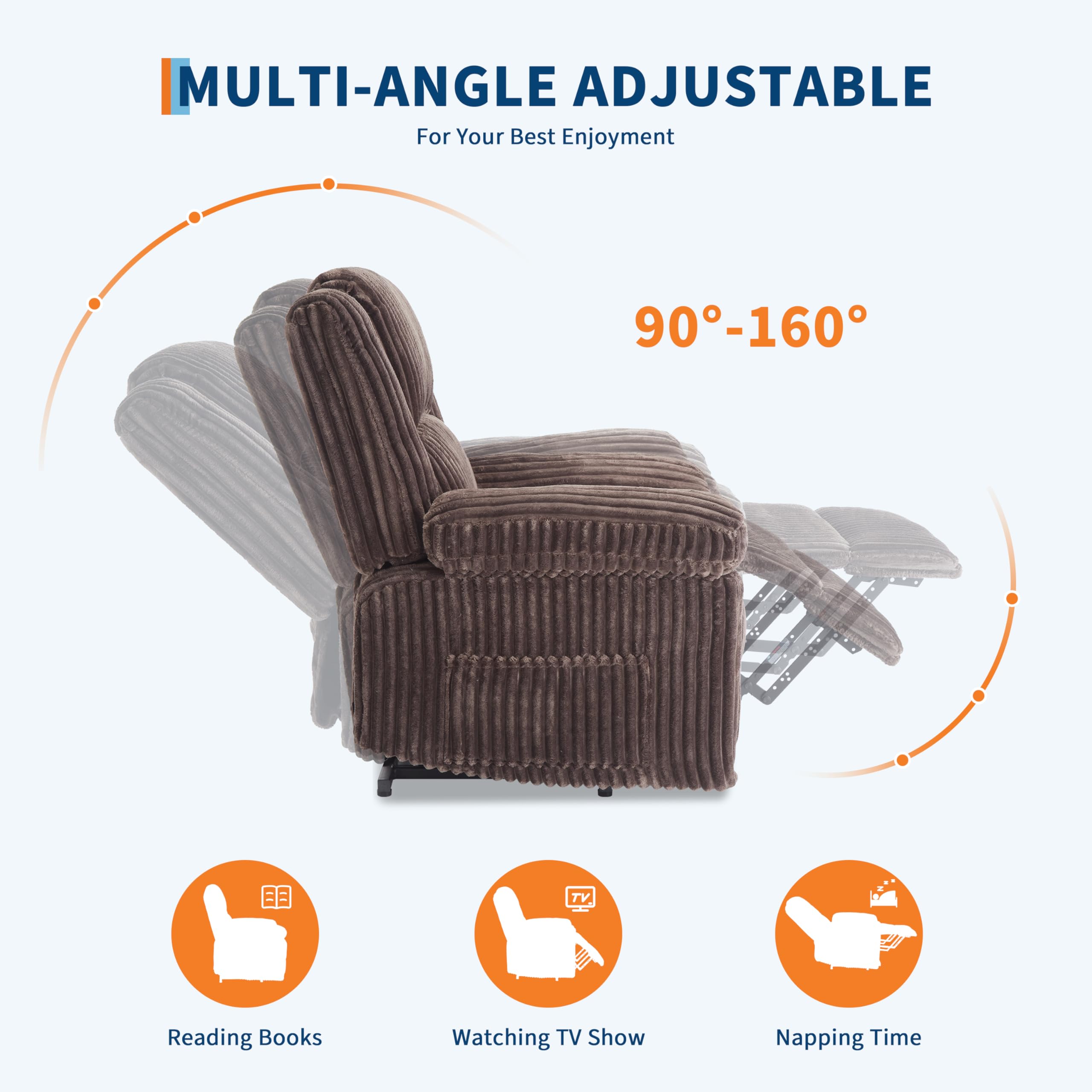 Corduroy Manual Recliner Chair