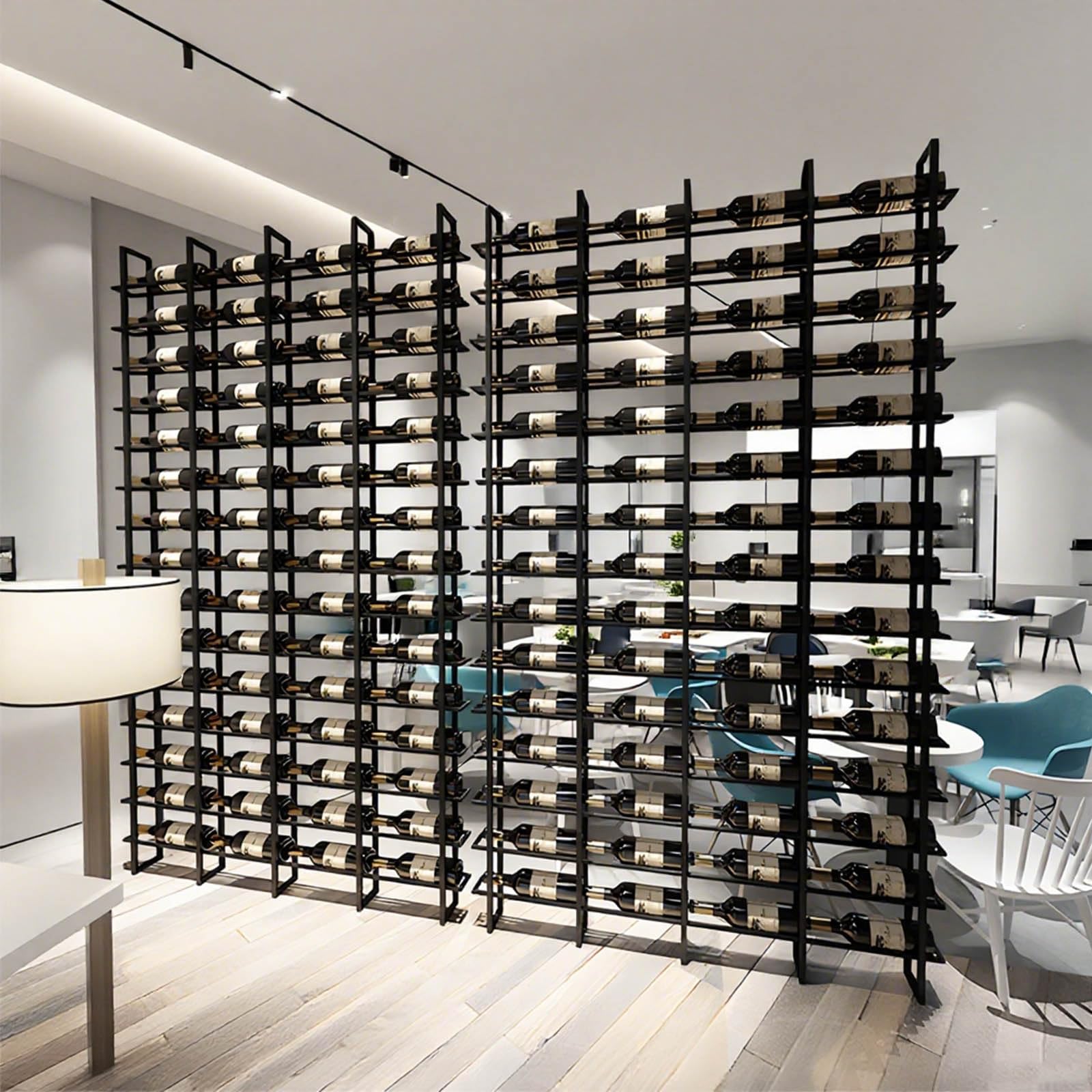 RAJYQODIS Large Wall Mount Wine Rack, 16 Tier 48 Bottle Wine Storage Organizer Display Holder, Metal Liquor Display for Wine Cellars, Home Bars, Kitchens, and Dining Rooms
