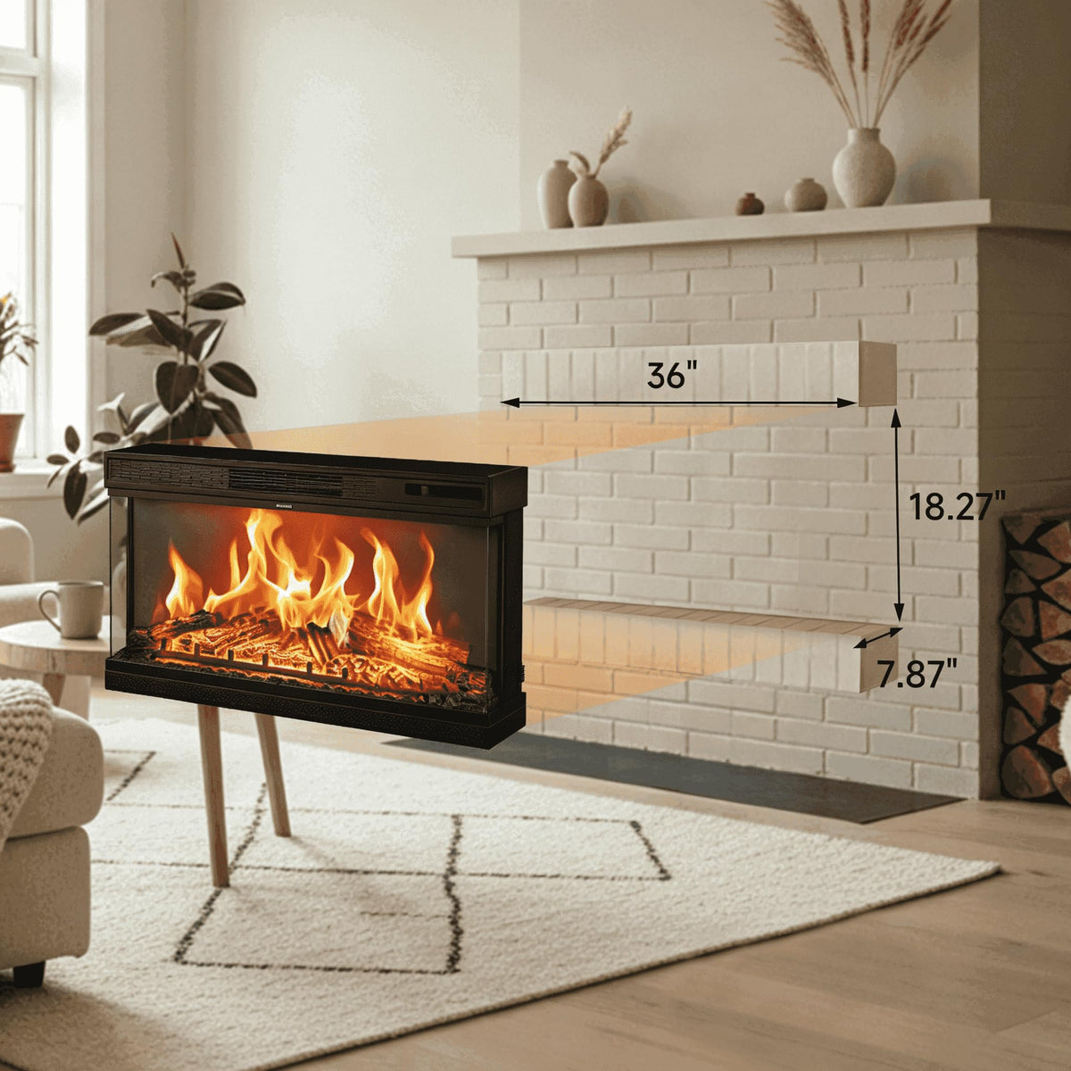 3-Sided Electric Fireplace Insert