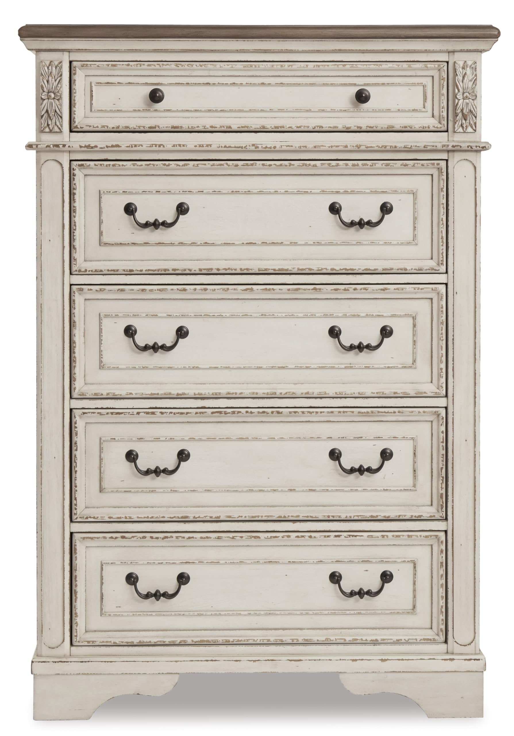 5-Drawer Chest Dresser – Chipped White