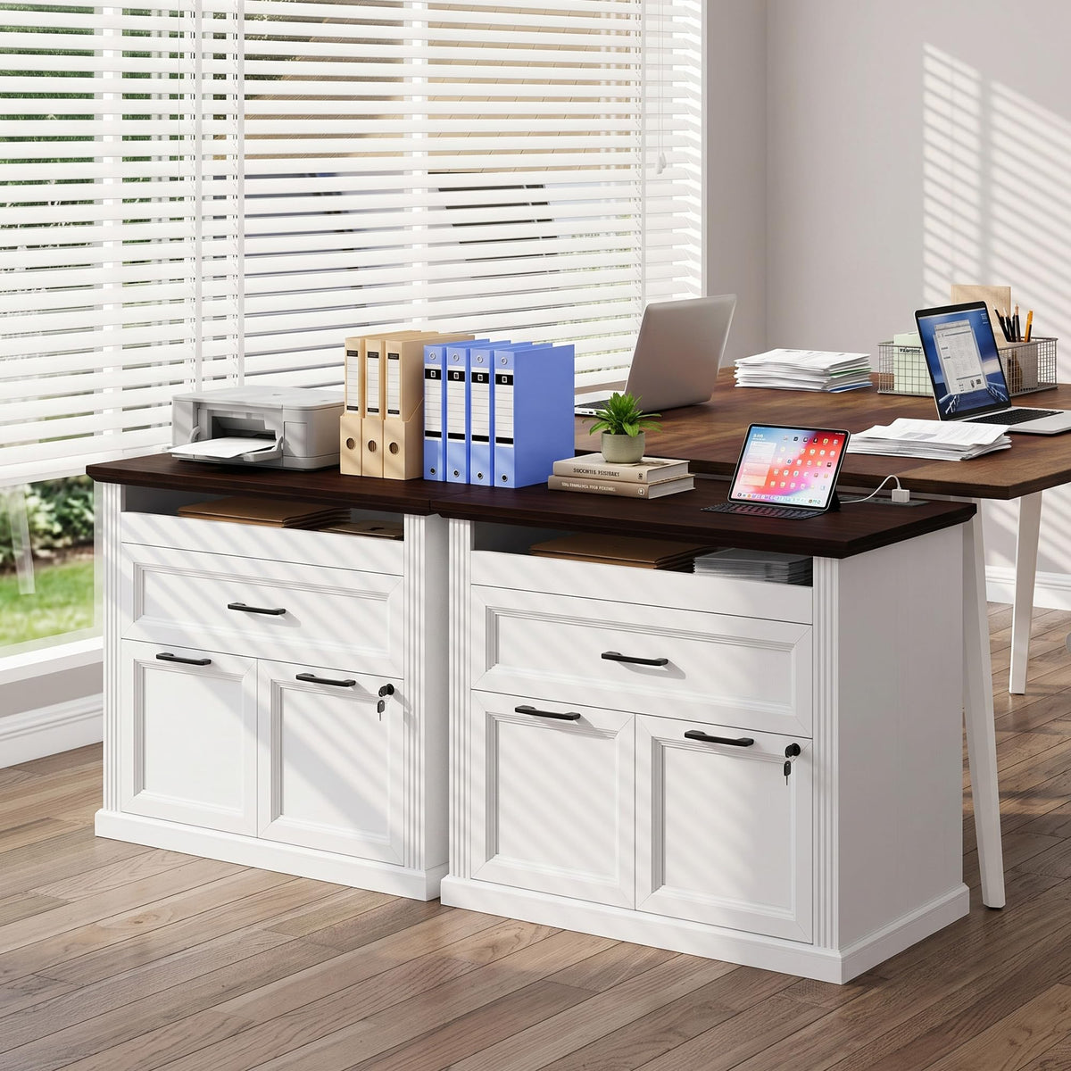 3-Drawer File Cabinet with Charging Station