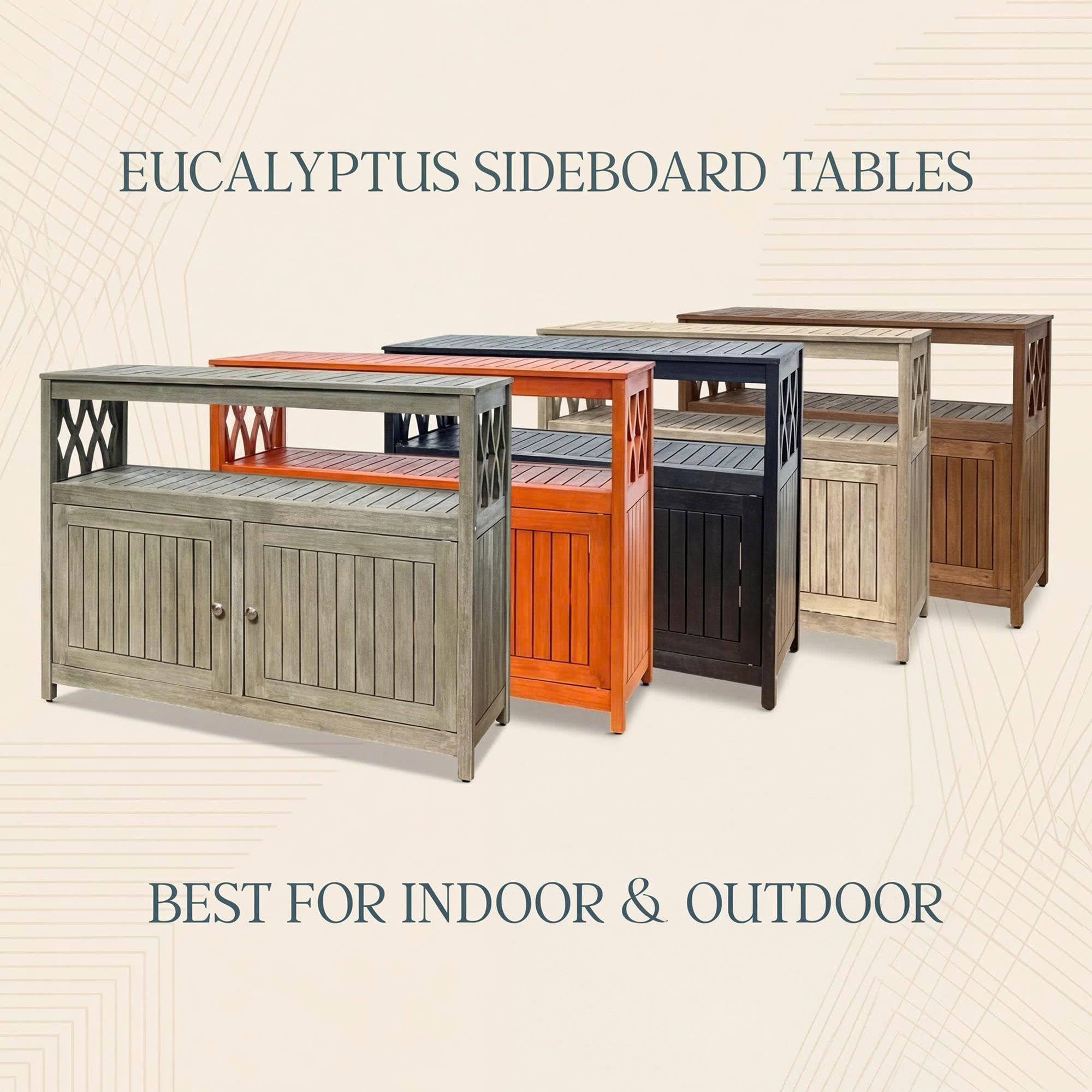 Eucalyptus Outdoor Sideboard Cabinet with Storage
