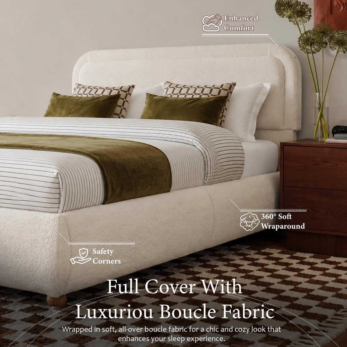 Full Boucle Bed Frame