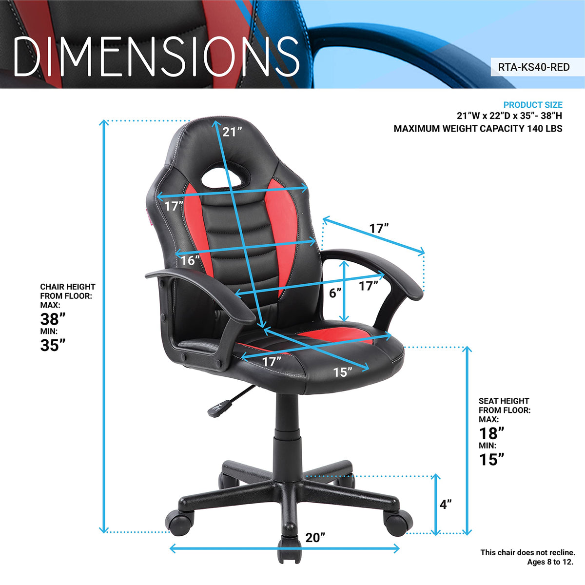 Kids Adjustable Racing Gaming Chair