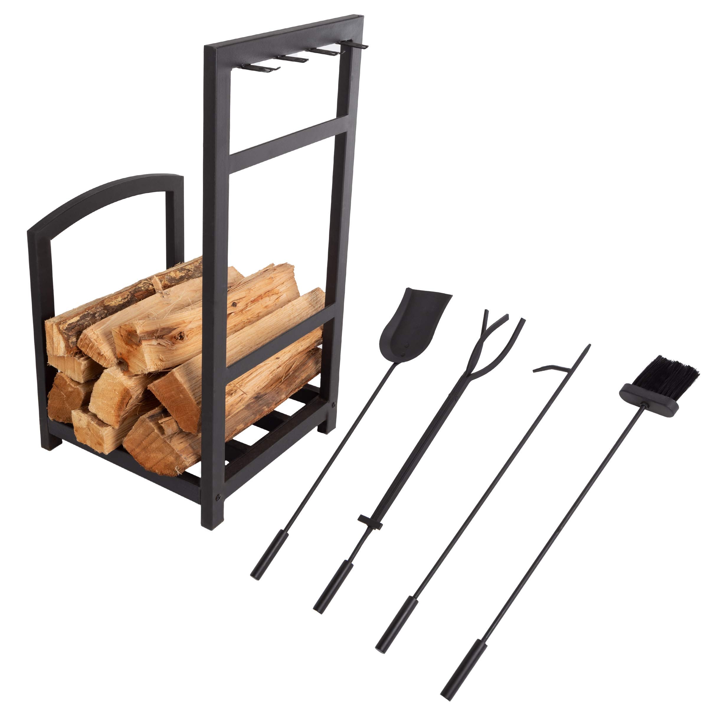 Wrought Iron Fireplace Tool Set with Log Rack