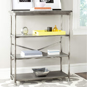 Large Dark Silver Bookcase with X-Brace Frame
