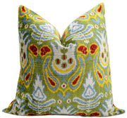 Multicolor Ikat Velvet Throw Pillow 20x20