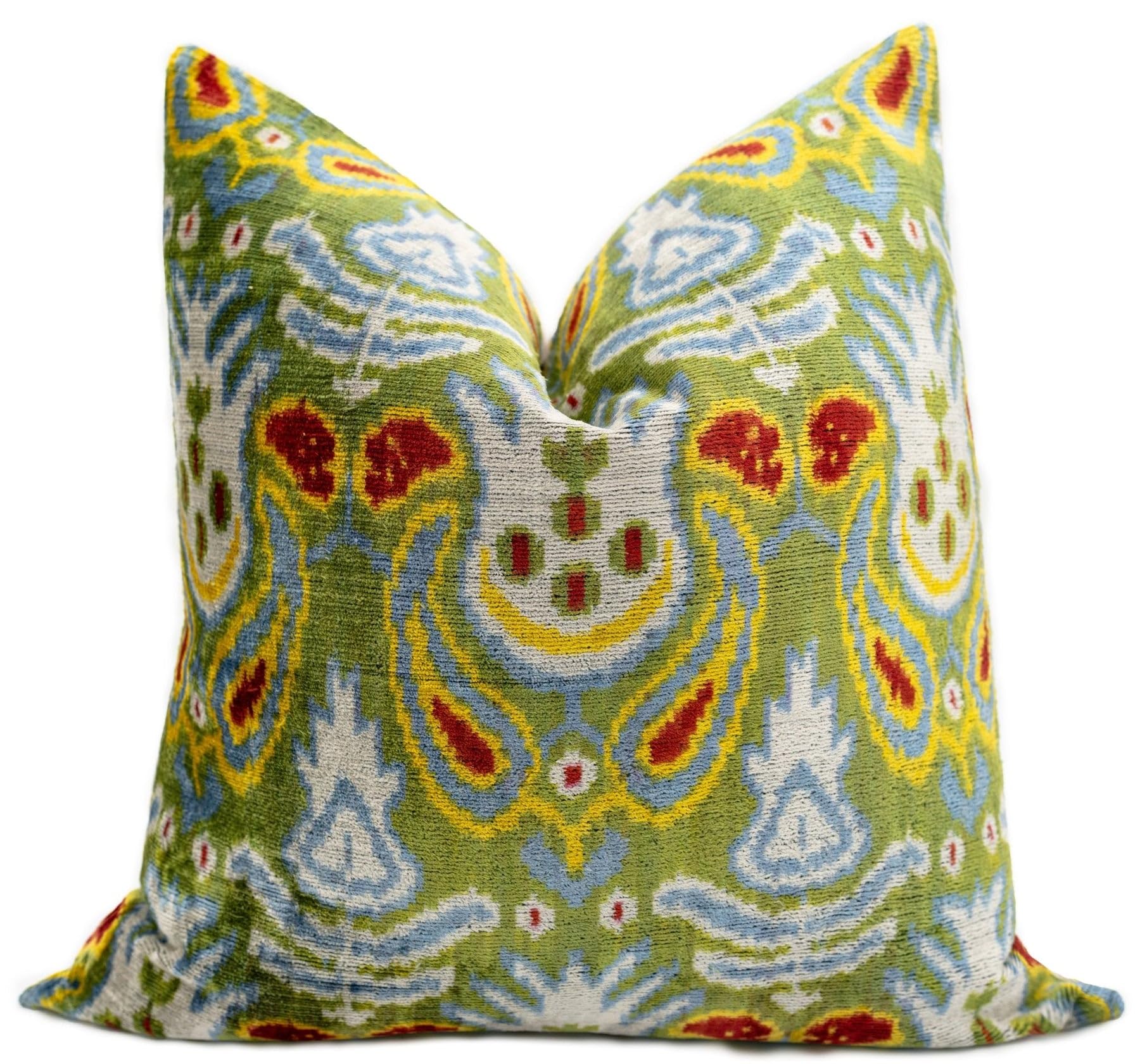 Multicolor Ikat Velvet Throw Pillow 20x20