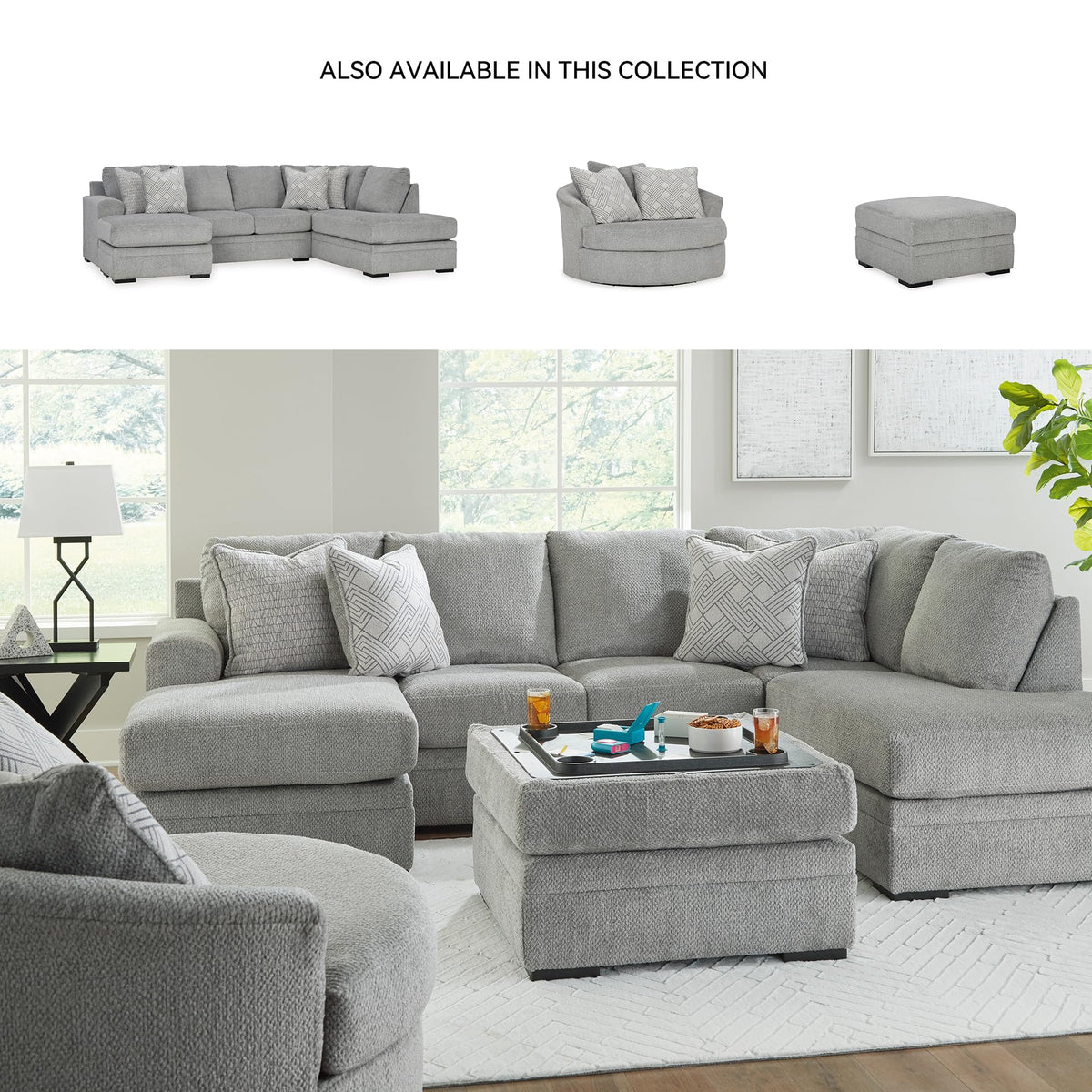 Square Storage Ottoman with Cup Holders
