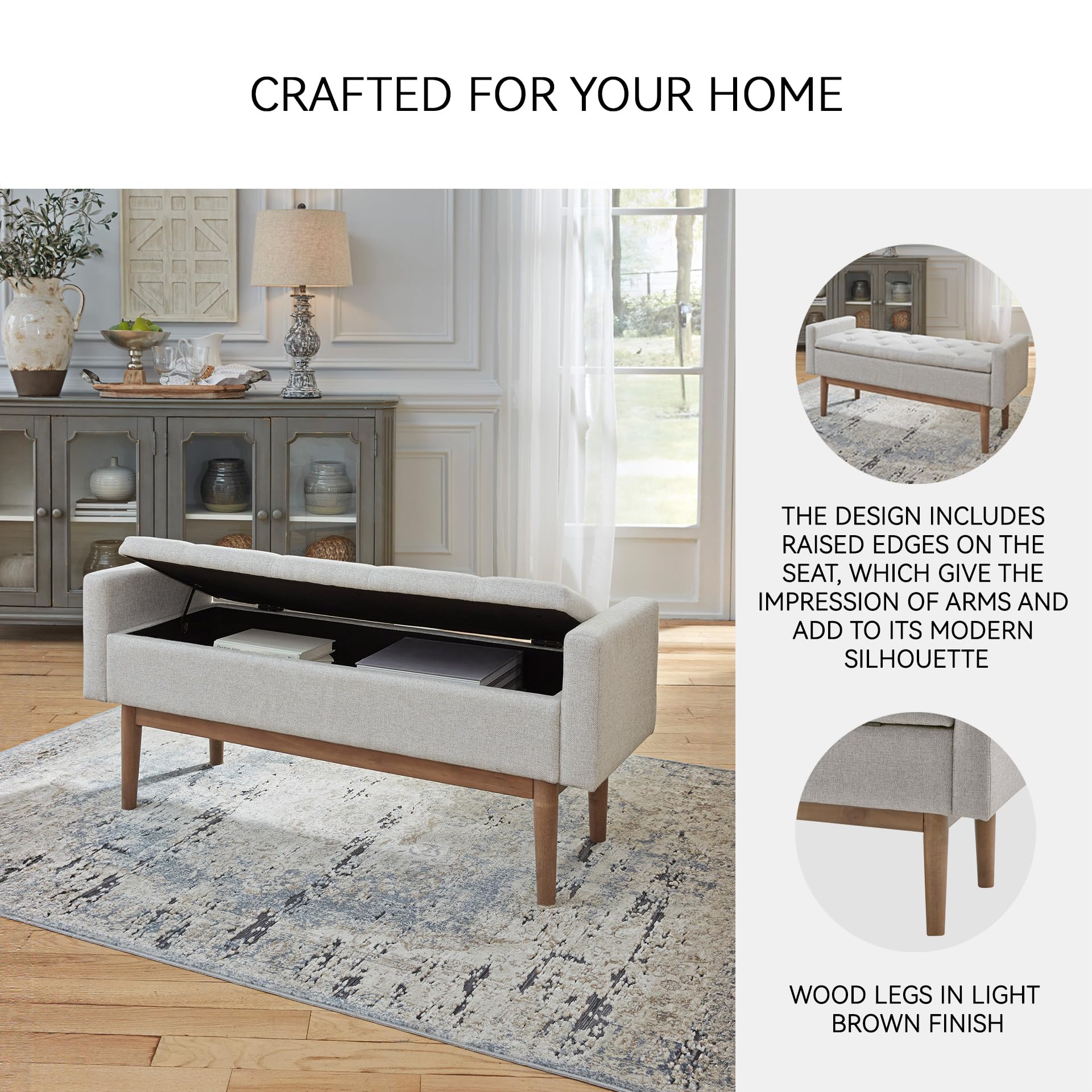 Tufted Storage Bench with Hinged Seat