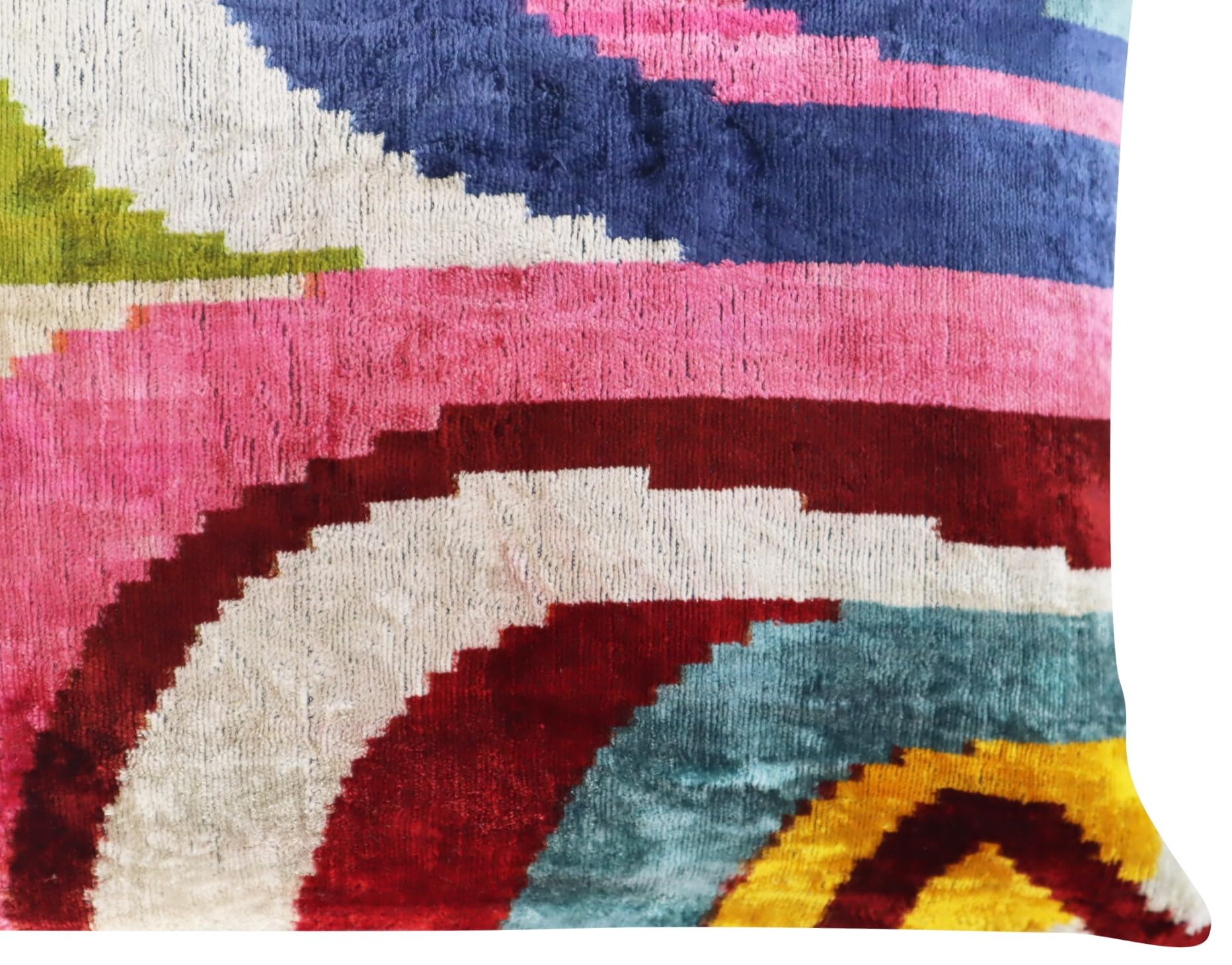 Silk Velvet Throw Pillow 16x24 – Bohemian Ikat, Down Feather Insert