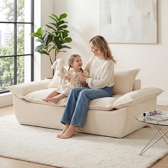 Corduroy Boneless Loveseat & 3-Seater Sofa