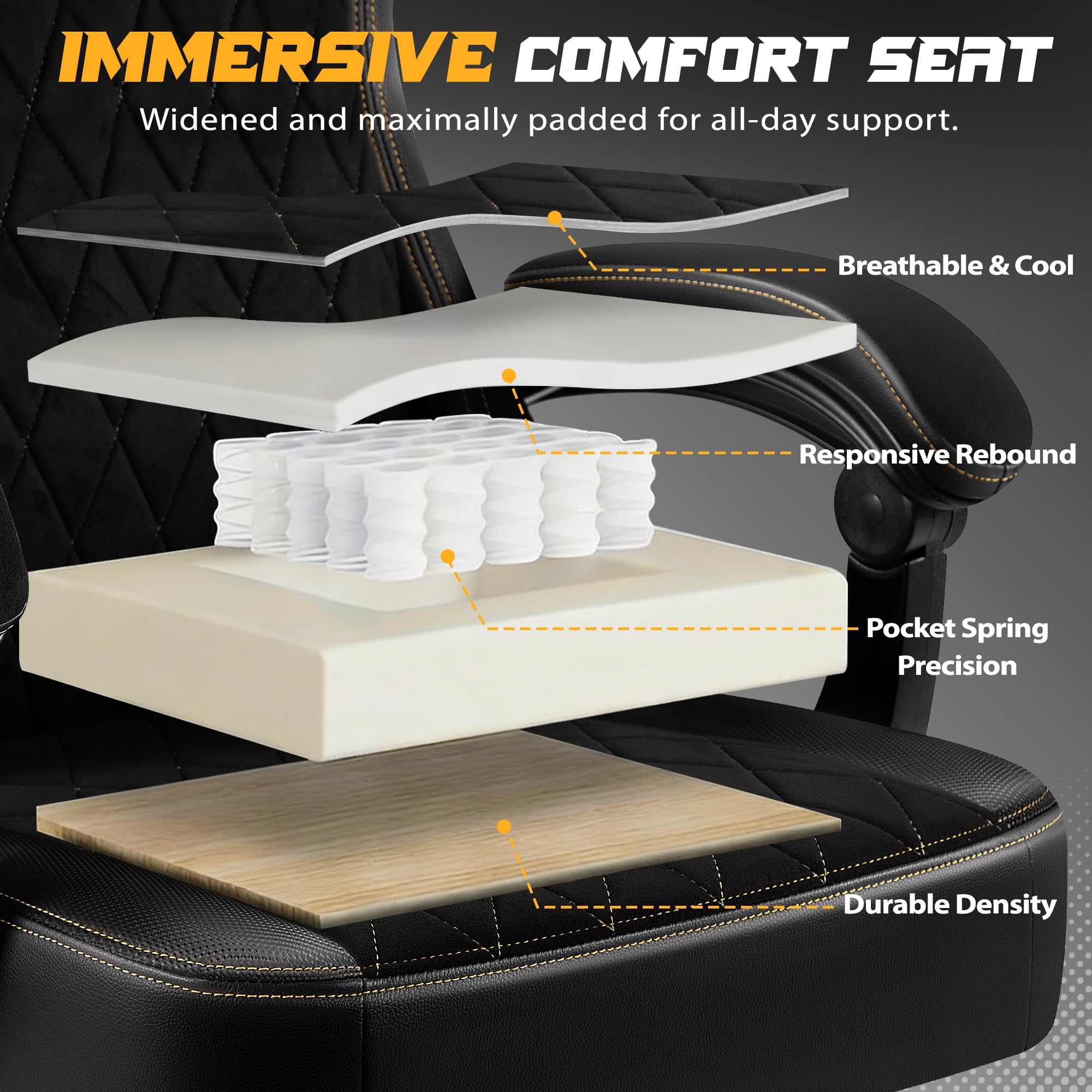 Big & Tall Wingless Gaming Chair with Lumbar Support & Footrest