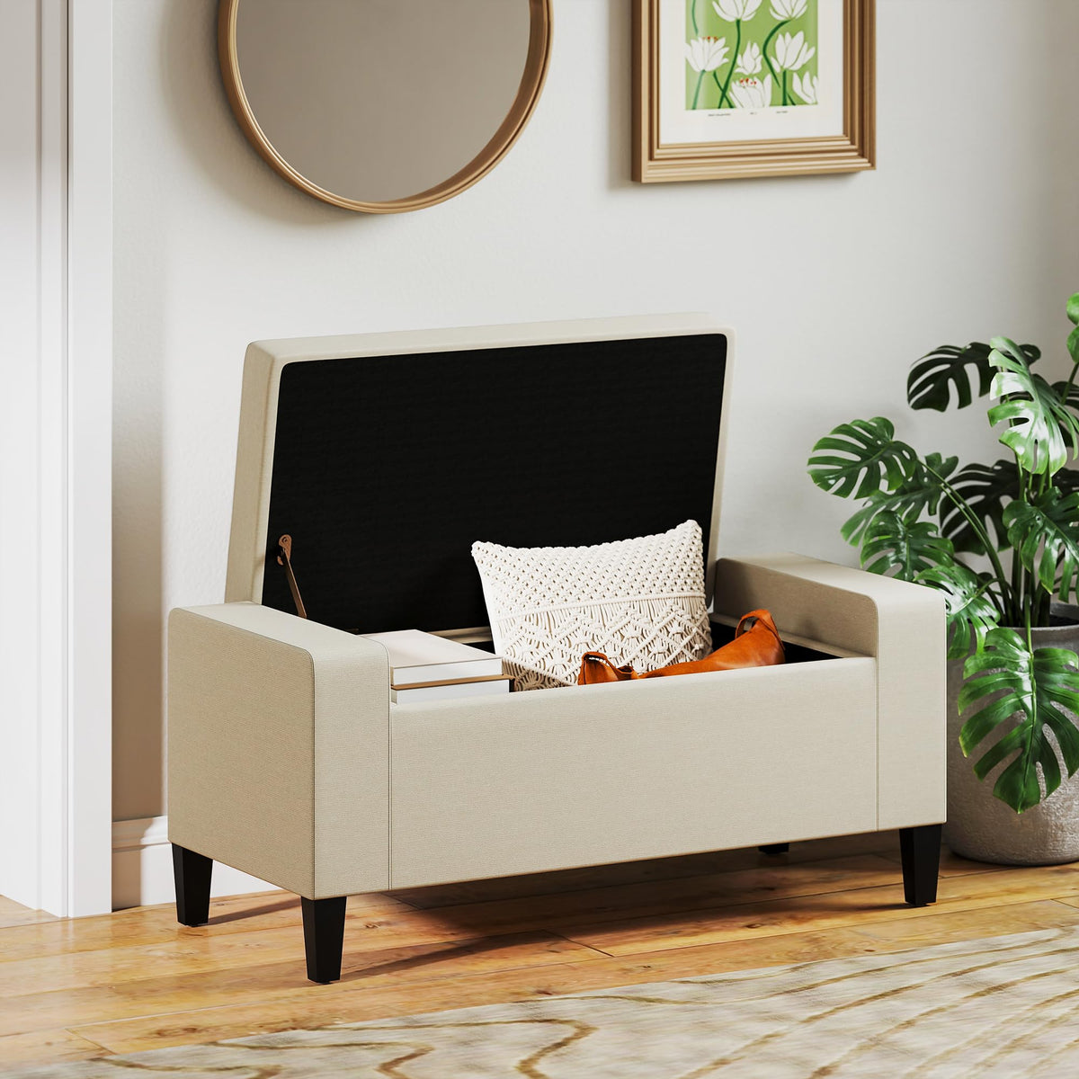 Linen Storage Ottoman Bench