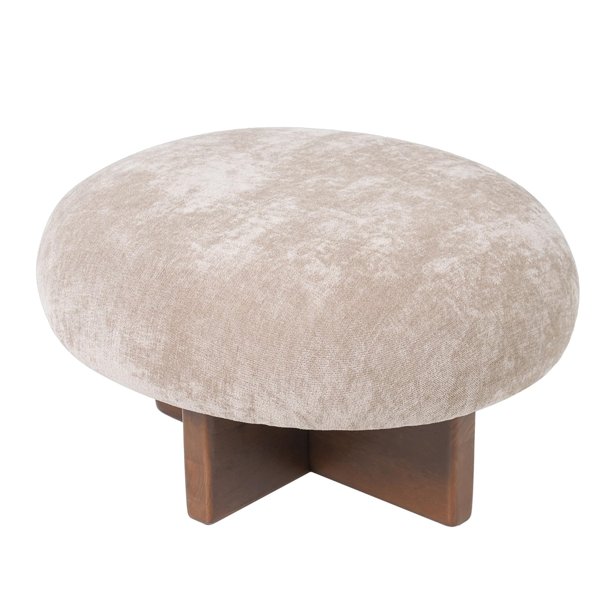 Round Chenille Ottomans, Set of 2