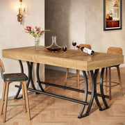 Tribesigns 63" Counter Height Bar Table with Metal Footrest, Rectangular Tall Kitchen Dining Pub Table, Industrial Home Bar Unit for Entertaining, Freestanding, Rustic Brown
