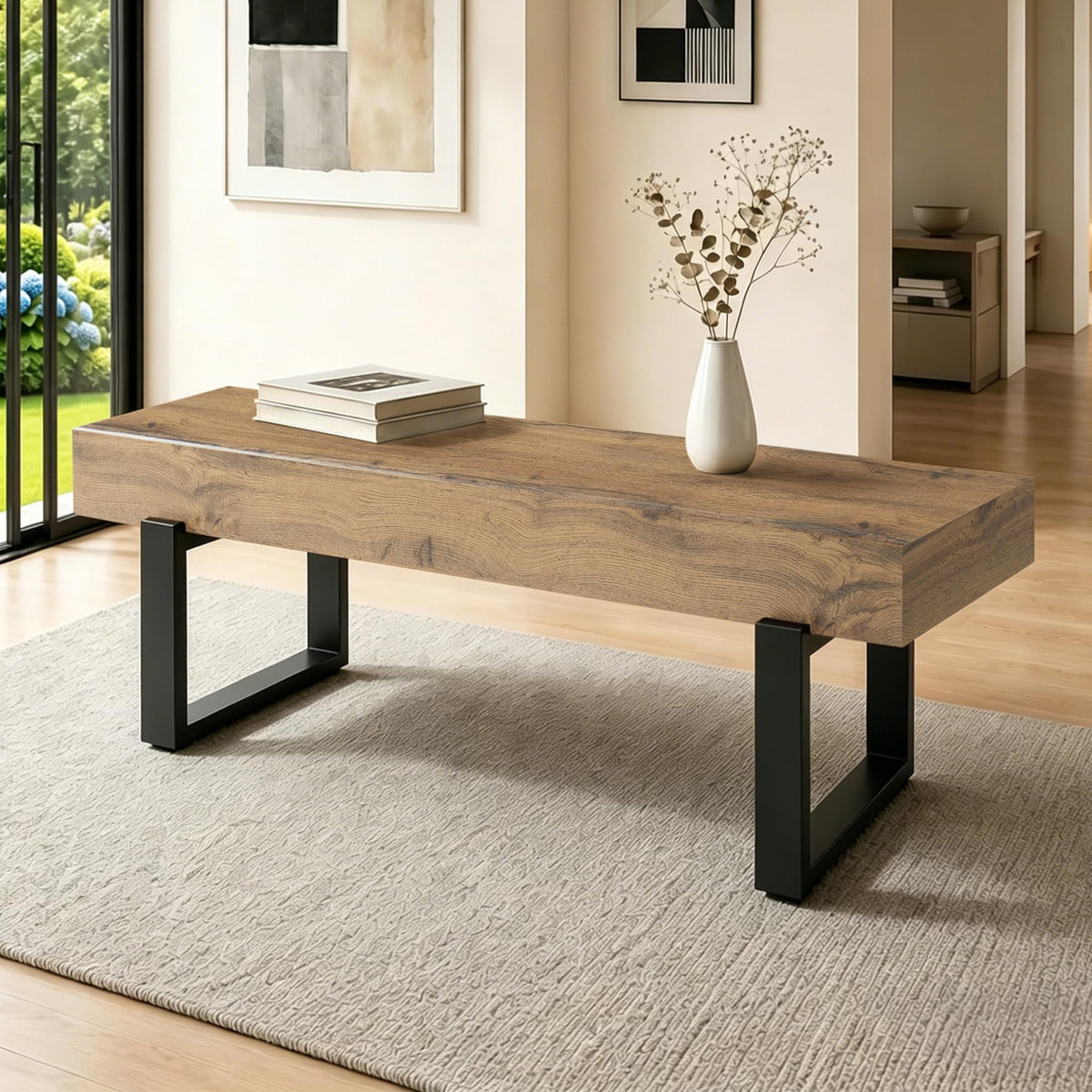 Industrial MDF Bench with Metal Legs